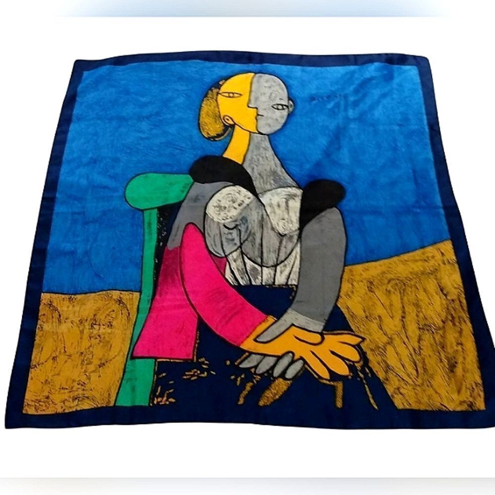 Picasso Colorful Abstract Art Scarf Foulard Vintage